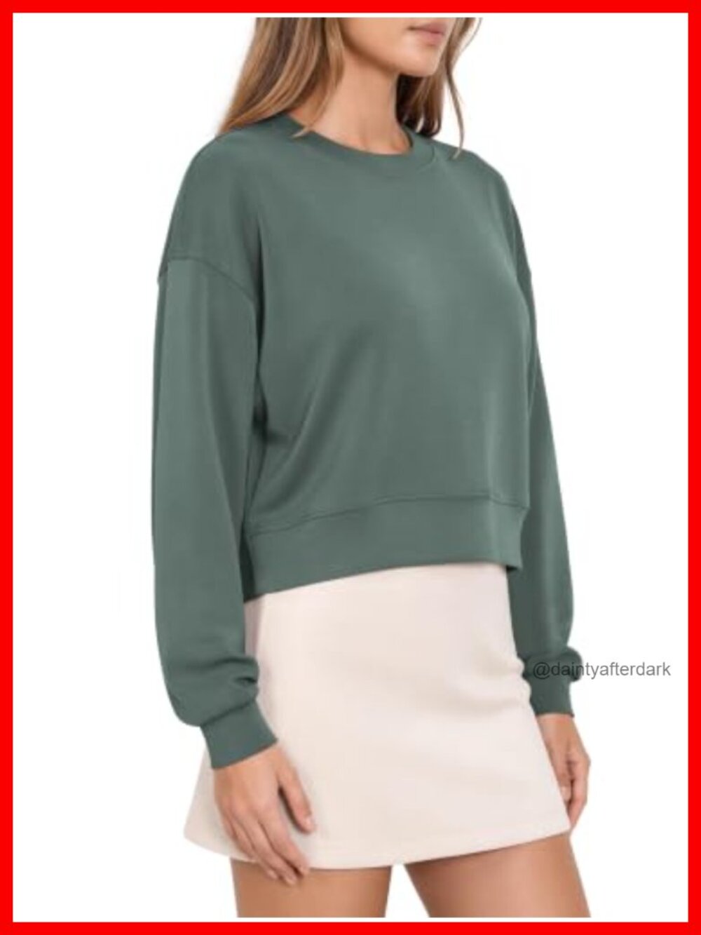 Modal Soft Long Sleeve Cropped Sweatshirt Oversized Crew Neck Pullover Crop Top